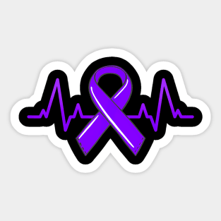 Hodgkins Lymphoma Cancer Awareness Heartbeat Ribbon Sticker